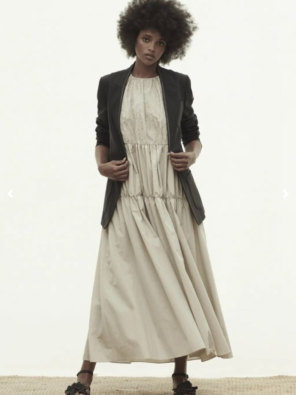 $3995 RUNWAY BRUNELLO CUCINELLI TENT SEQUIN EMBELLISHMENTS IVORY MAXI DRESS S